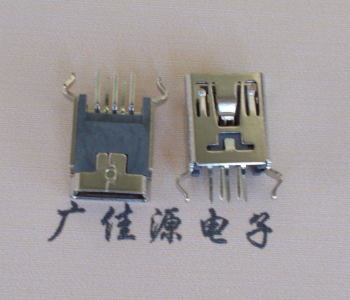北京MINI USB5p母座|B型口180度|直插弯脚