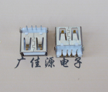 北京USB母座接口 AF90度沉板1.9引脚4P插件白胶芯直边