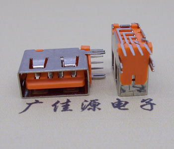 北京USB 短体10.0接口 侧插4p母座 橙色胶芯鱼叉脚直边