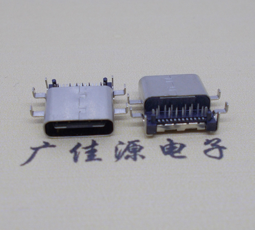 北京卧式type-24p母座前插后贴6脚插板，板上型type-c母座接口