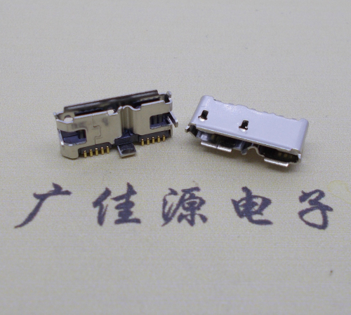 北京 双接口micro usb3.0母座有卷边10pin三个固定脚插板